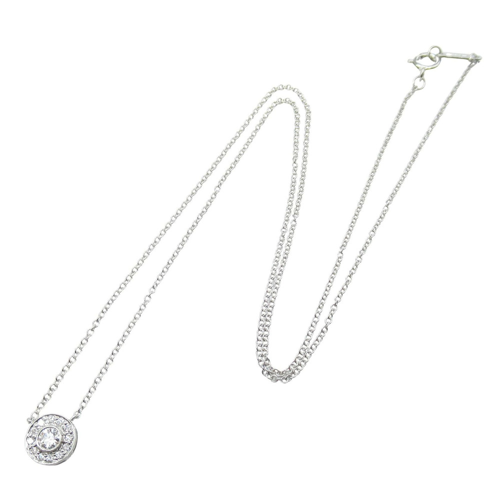 Tiffany Co Circlet Diamond Necklace Platinum Silver Clear Tone Jewelry Silver